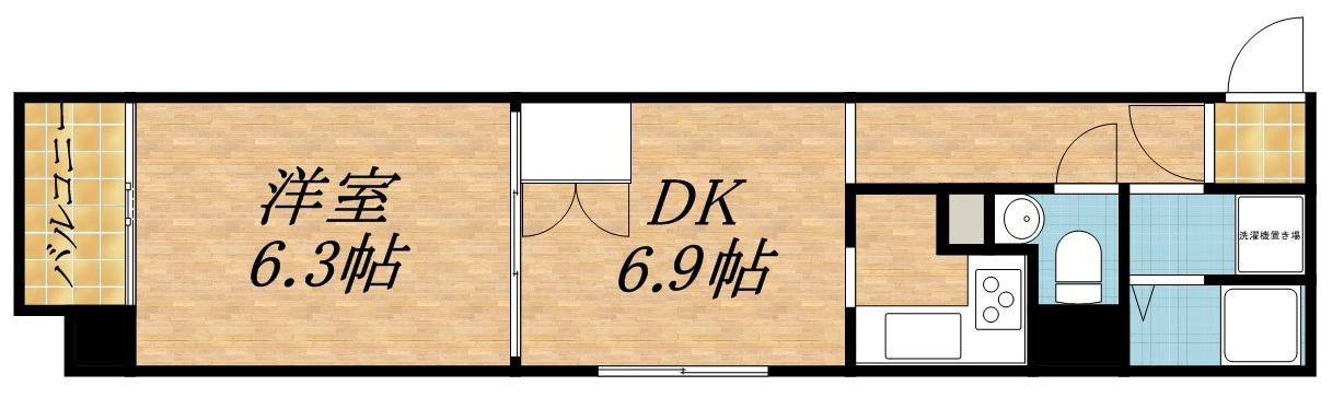 ジュネス23(1DK/6階)の間取り写真