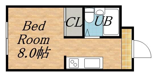 ウエスト28(1K/3階)の間取り写真