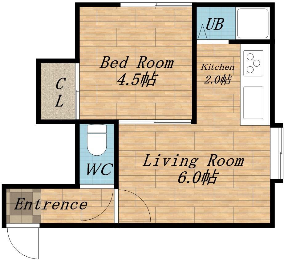 PALM HILL麻生Ⅰ(1LDK/2階)の間取り写真