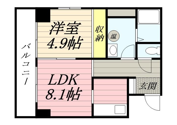 ホープ北21(1LDK/2階)の間取り写真