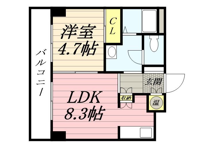 ホープ北21(1LDK/2階)の間取り写真