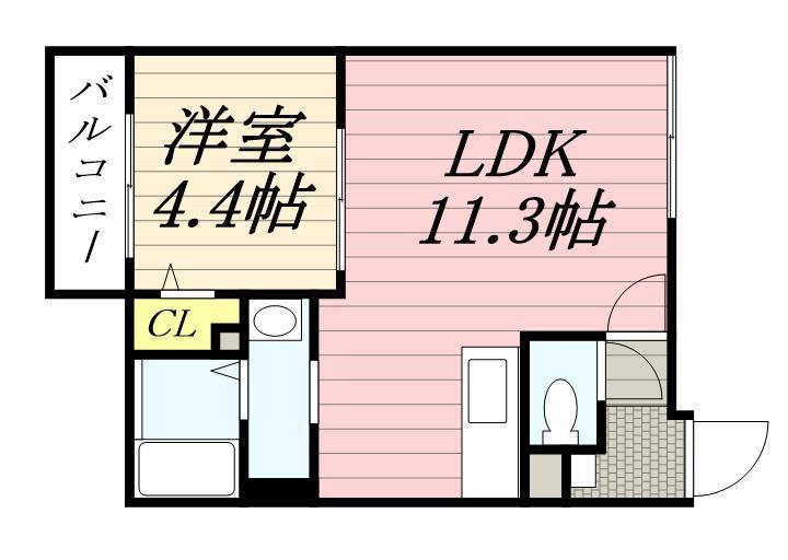 ライトベル北20条(1LDK/3階)の間取り写真