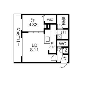 GRANDUKE八軒GENE(1LDK/1階)の間取り写真