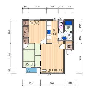 グリーンパークヴィレッジA(2LDK/2階)の間取り写真