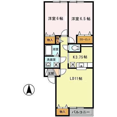 リベルテN35(2LDK/1階)の間取り写真