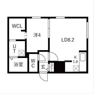 YORI N22(1LDK/1階)の間取り写真