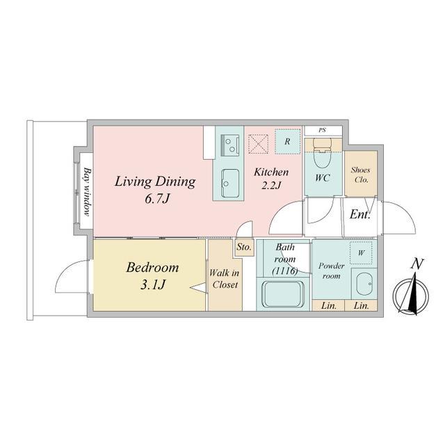 アルファスクエア北11東1(1LDK/2階)の間取り写真