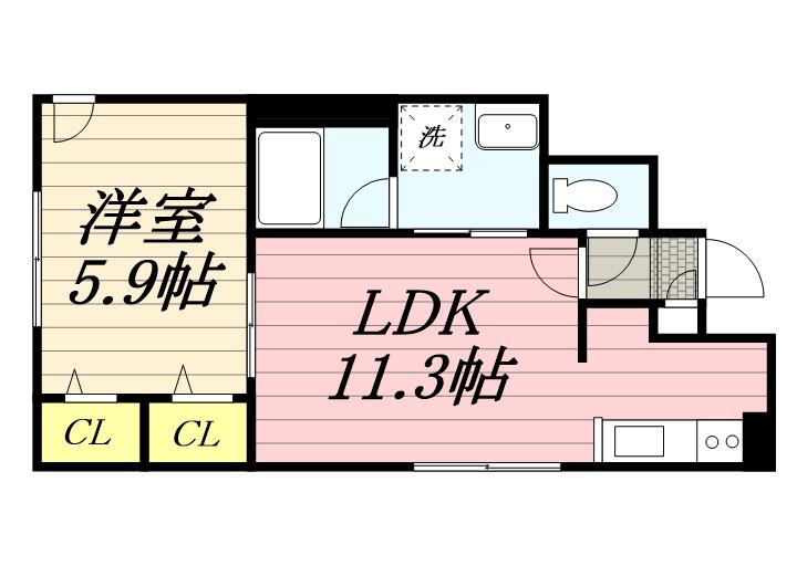 ポプルス(1LDK/2階)の間取り写真
