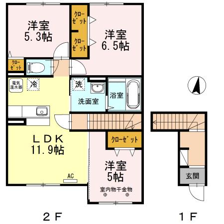 アンソレイエ(3LDK/2階)の間取り写真