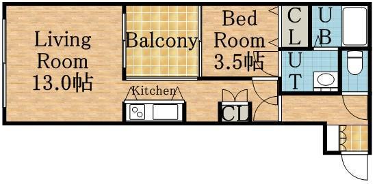 ブラスハート麻生(1LDK/2階)の間取り写真