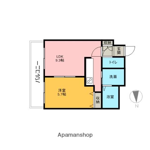 ルラシオン北7条(1LDK/14階)の間取り写真