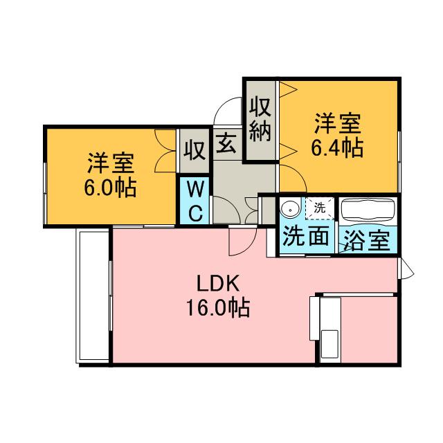 グランデスⅠ(2LDK/2階)の間取り写真