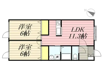 ルペールノエル(2LDK/2階)の間取り写真