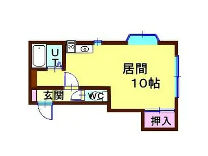 アルカディア新川II(ワンルーム/1階)の間取り写真