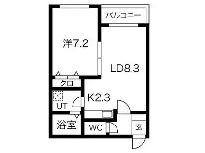 アヴァンティ(1LDK/2階)の間取り写真