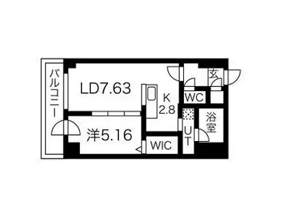 S-RESIDENCE近代美術館前(1LDK/6階)の間取り写真