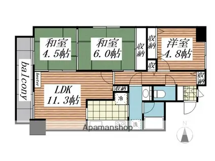 エステイツ南4条(3LDK/10階)の間取り写真