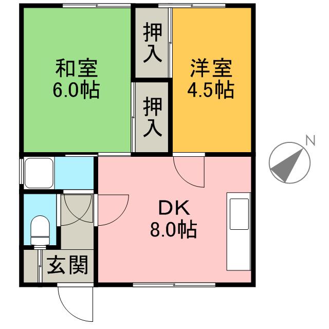 コーポ松井(2DK/1階)の間取り写真