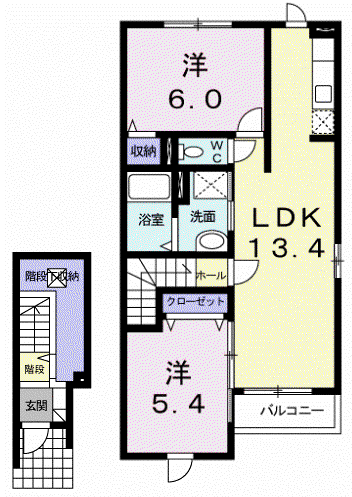 ベイサイト 2(2LDK/2階)の間取り写真