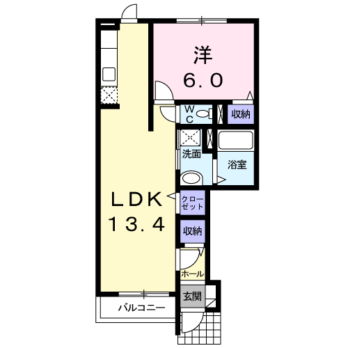 メゾンKT6号館(1LDK/1階)の間取り写真
