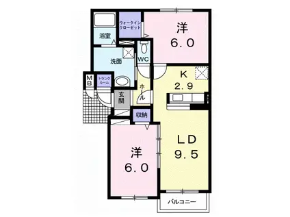 ファーストレジデンス(2LDK/4階)の間取り写真