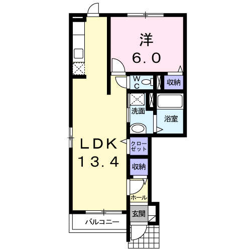 メープル QS(1LDK/1階)の間取り写真