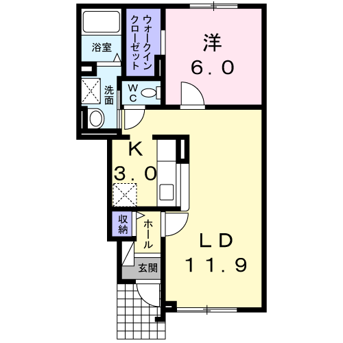 CASA いちい(1LDK/1階)の間取り写真