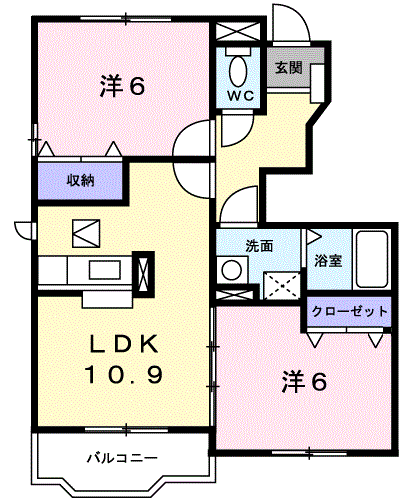 サンリット東山(2LDK/1階)の間取り写真