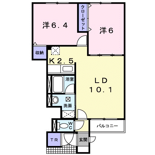 アバンツァート追分2(2LDK/1階)の間取り写真