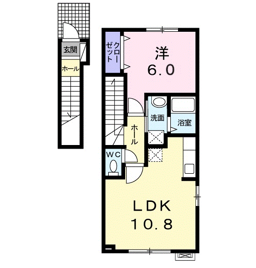 メゾン サン(1LDK/2階)の間取り写真