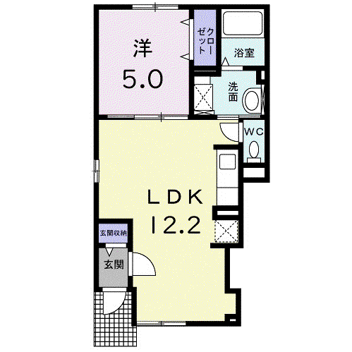 スパライ銀世Ⅵ(1LDK/1階)の間取り写真