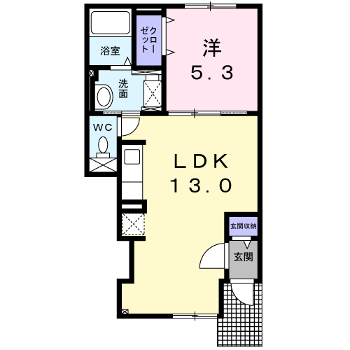 メゾンド ソレイユⅢ(1LDK/1階)の間取り写真