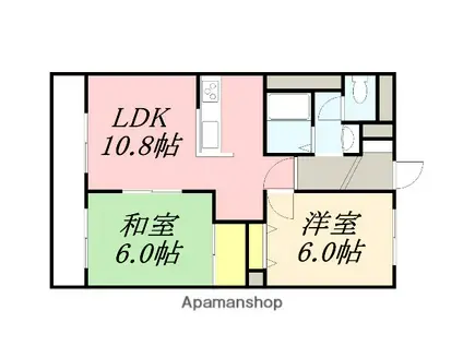 エイブルOKAMURAⅠ(2DK/4階)の間取り写真