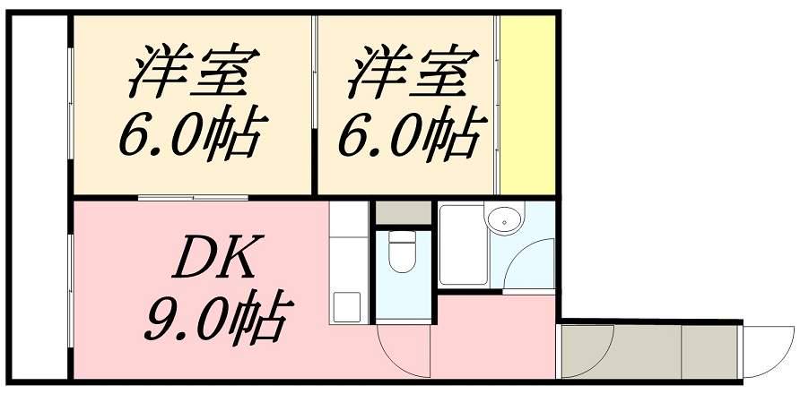 エイブルOKAMURAⅠ(2DK/2階)の間取り写真