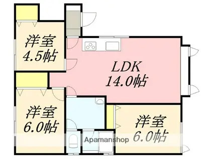 ハイツサワダ桔梗(3LDK/1階)の間取り写真