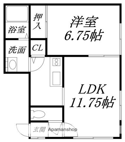 メゾンドKⅡ(1LDK/2階)の間取り写真