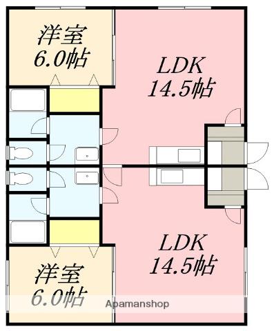 ラ・メゾン・ボワⅡ(2LDK/1階)の間取り写真