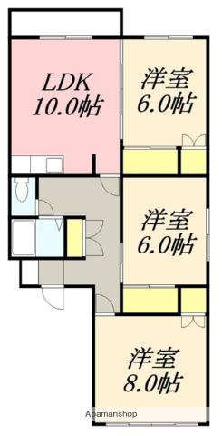 ファミール北浜(3LDK/4階)の間取り写真
