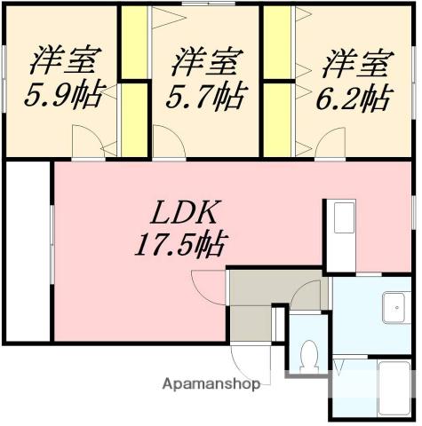 ウィンザーコート駒場(3LDK/3階)の間取り写真