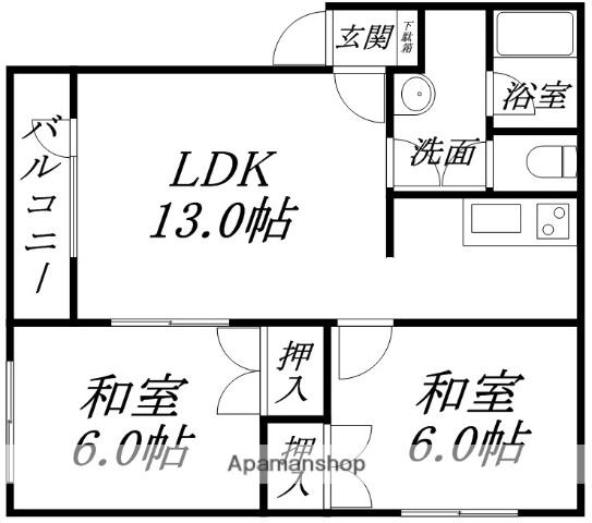 エイダイフラット昭和Ⅱ(2LDK/1階)の間取り写真