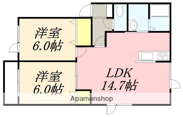 COURT BONHCUR(2LDK/2階)の間取り写真