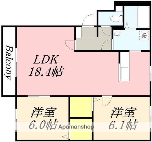 MAISON CAMELLIA(2LDK/4階)の間取り写真