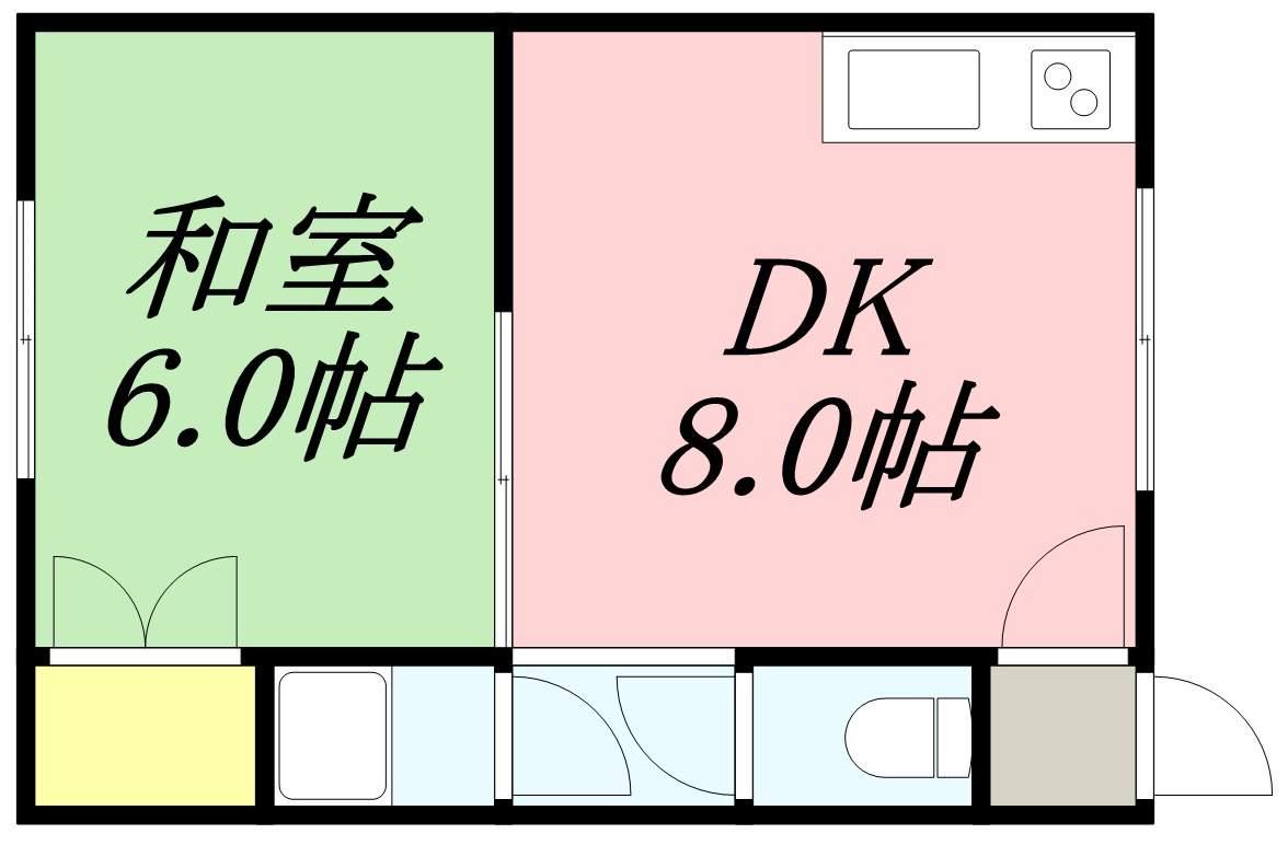 コーポ浩洋(1DK/2階)の間取り写真