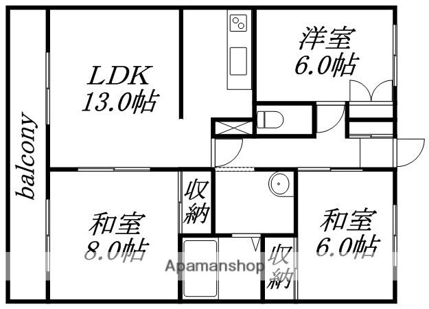 カーサⅡ(3LDK/4階)の間取り写真