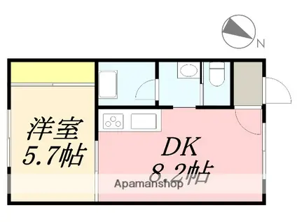 ピュアパレス昭和(1LDK/2階)の間取り写真