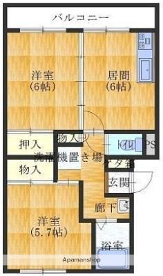 メゾン・ド・シャモニー(2DK/1階)の間取り写真