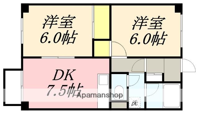 FLORA青柳(2DK/3階)の間取り写真