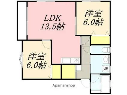 カサデクエルノ(2LDK/2階)の間取り写真