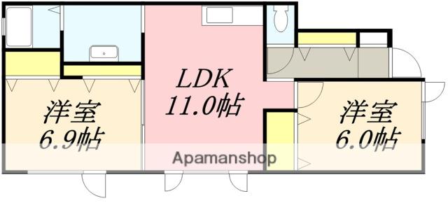 レジデンスいしかわ(2LDK/1階)の間取り写真