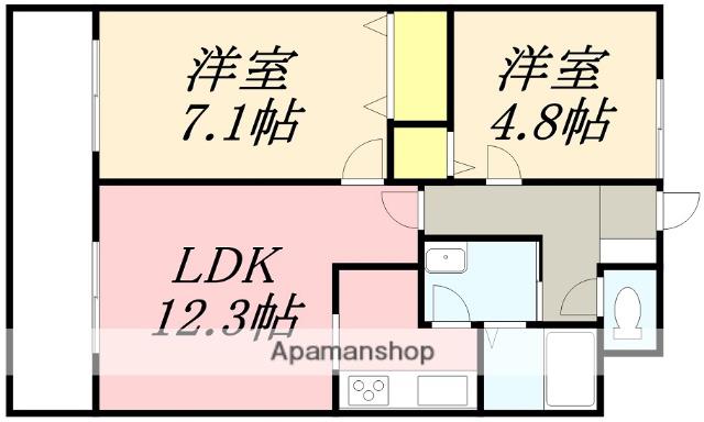 登喜壱番館(2LDK/3階)の間取り写真